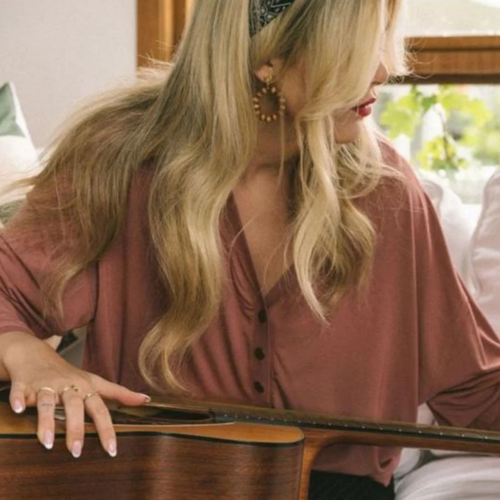 JACKSON ROWE Swan Crop Cardi Top In Bittersweet Medium